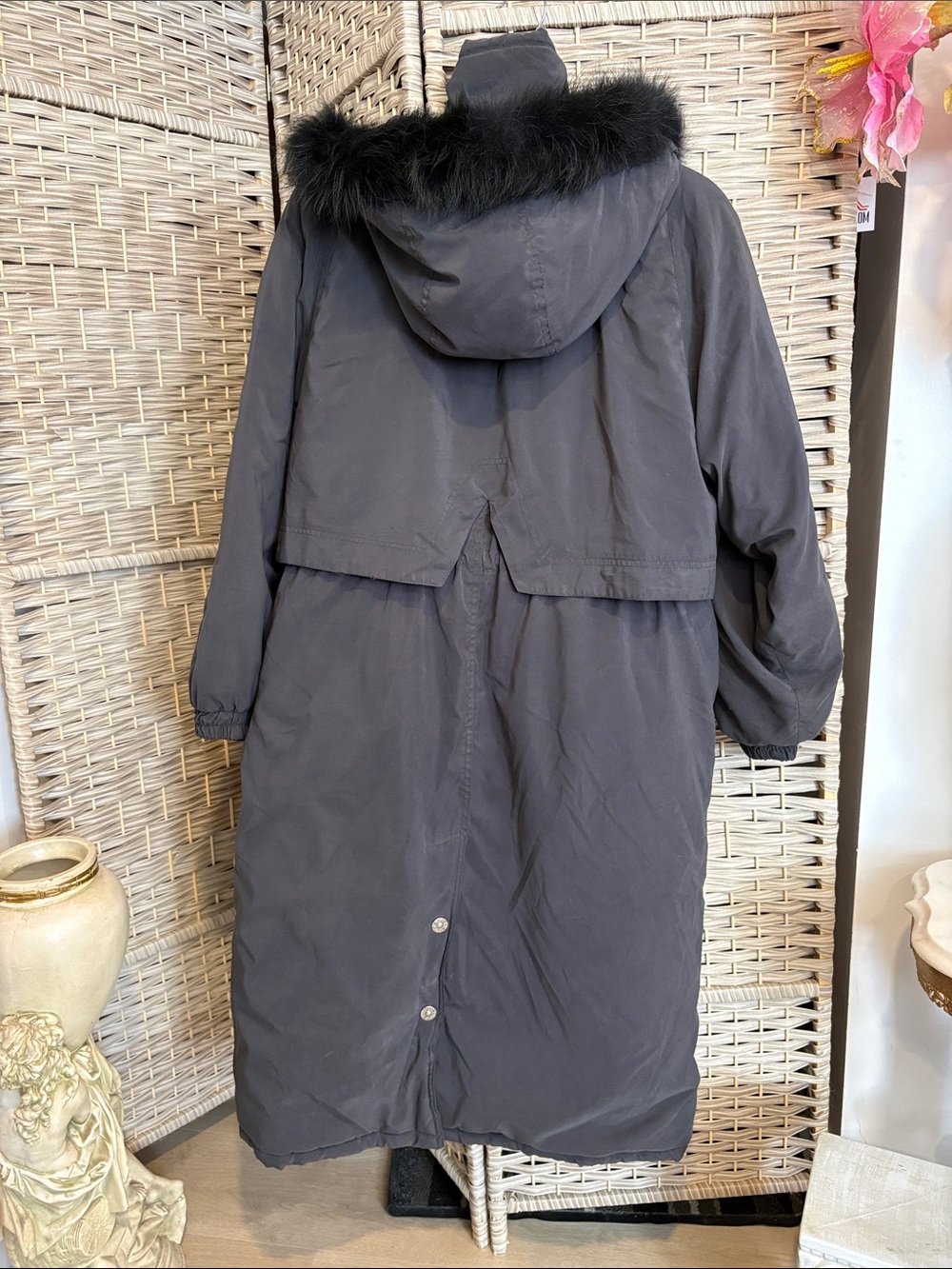 Vintage Towne by London Fog Long Hooded Winter Coat Gray M Petite - Picture 3 of 11